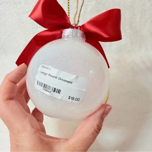 Mom to Grandma White Glitter Red Bow & Letters 5" Holiday Christmas Ornament - Picture 2 of 2